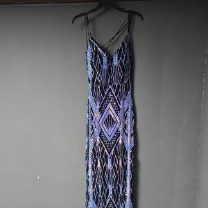 Emerald Sundae Blue and Black Backless Dress